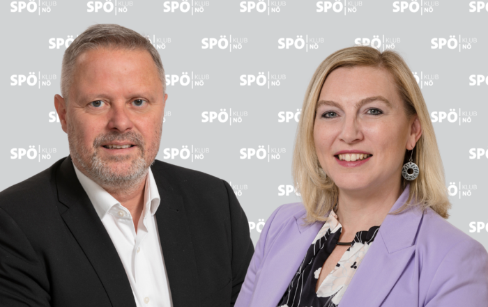 LAbg.Hahn und LAbg. Spenger vor Klubwand