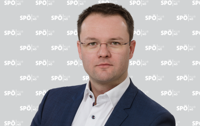 LAbg. Pfister vor Klubwand