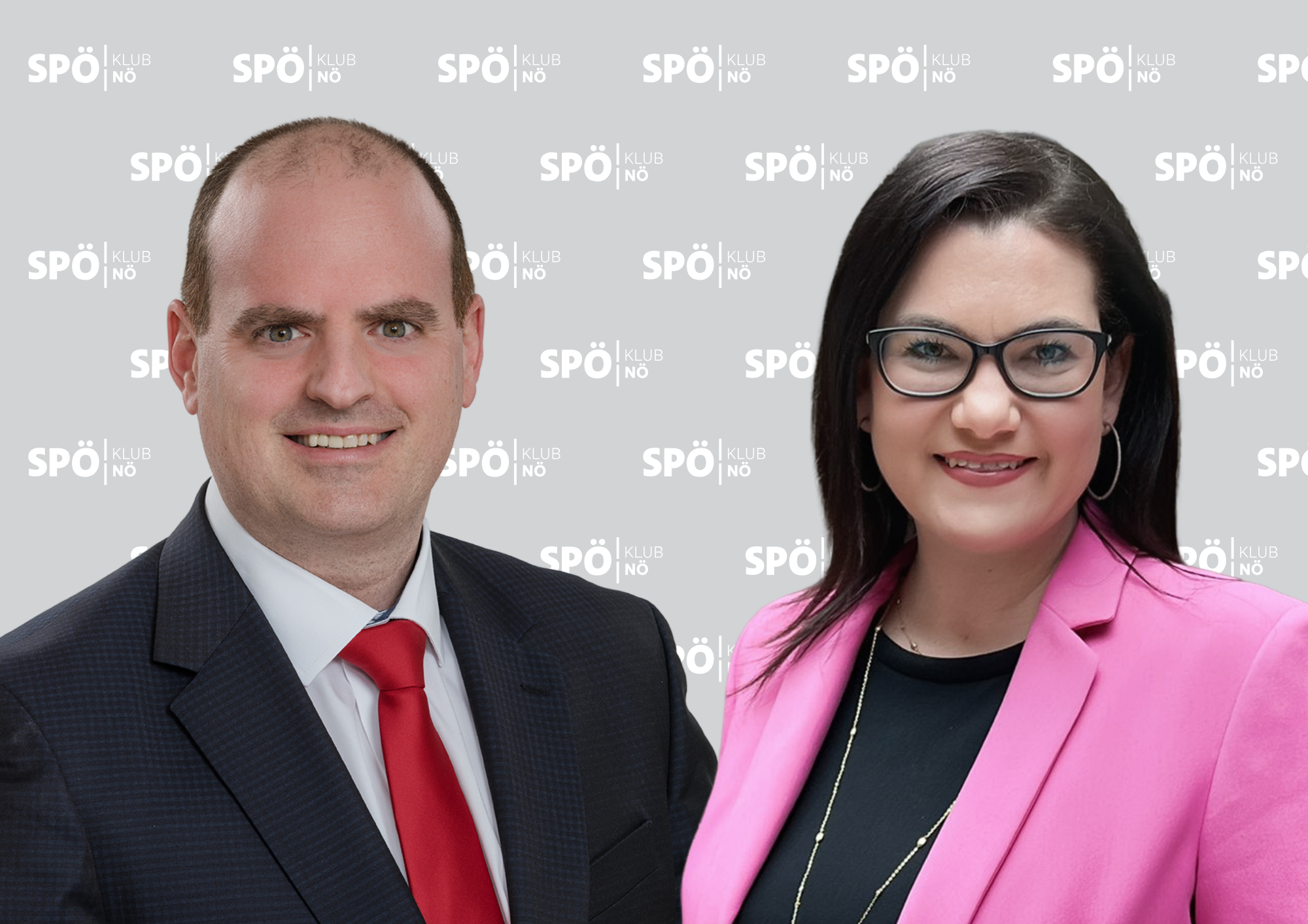 LAbg. Zonschits und NAbg. Erasim vor Klubwand